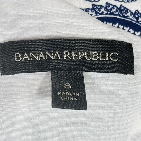 BANANA REPUBLIC Dress Size 8 Blue and White Paisley Size 8 - Picture 11 of 12